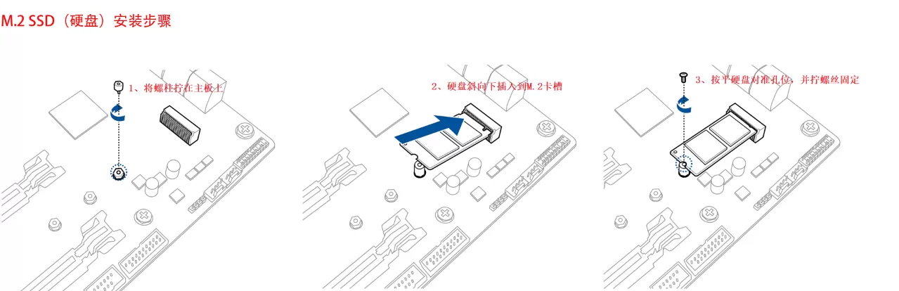 M.2 SSD（硬盘）的螺丝安装固定方法